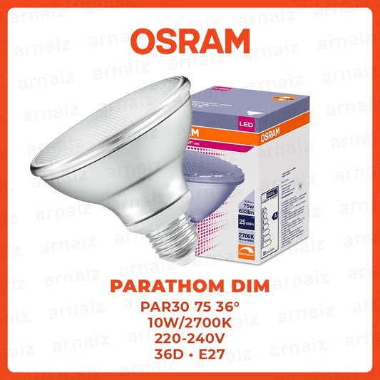 Osram PARATHOM DIM PAR30 75 10W/2700K E27 36D Warm White LED Lamp with Reflector Retrofit Screw Base