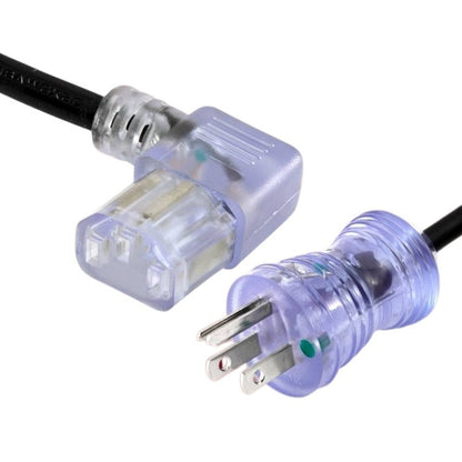 Power Cord NEMA5-15P To Angled C13 18/3 5M Hospital Grade Transparent Plugs Black Cord 5 Meters