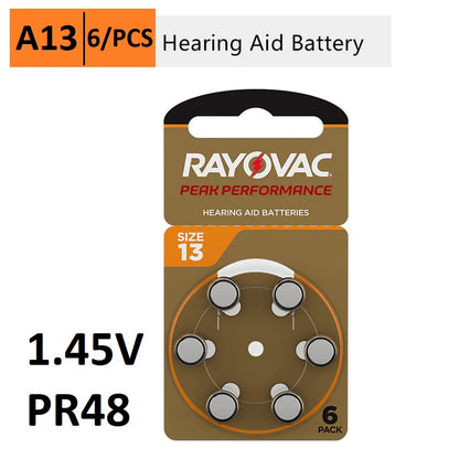 Rayovac Peak Performance 13 Size 13 PR48 (6pcs) p13 1.45v A13 Hearing Aid Battery Batteries Zinc Air