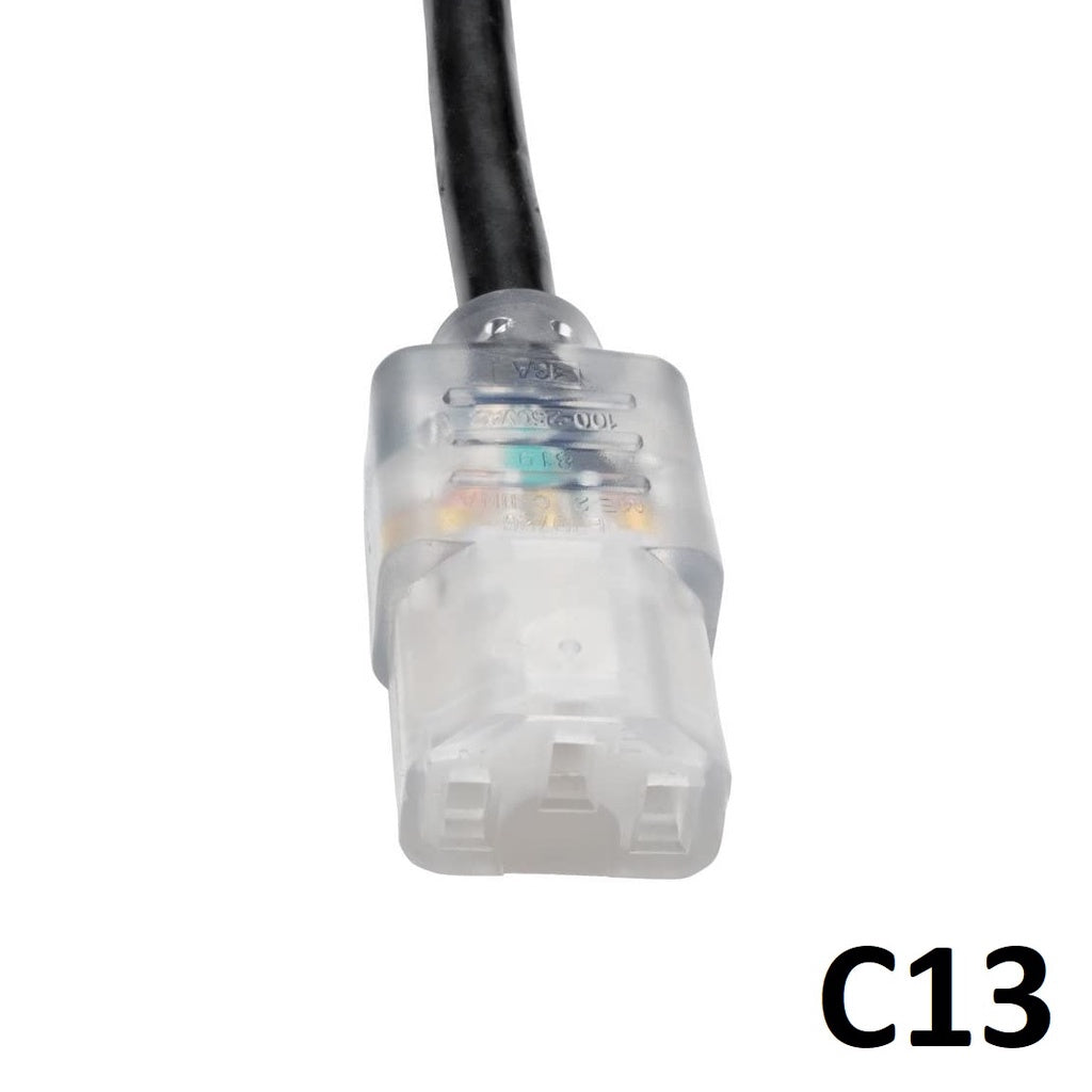 Power Cord NEMA5-15P To Straight C13 18/3 5M Hospital Grade Transparent Plugs Black Cord 5 Meters