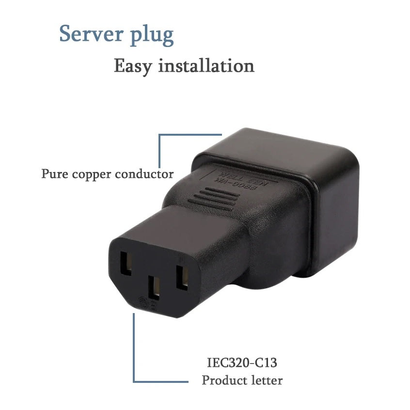 IEC Adapter (1pc) C20 to C13 15A 250V PDU Power Adapter Server Computer Power Adapter IEC C13 To C20
