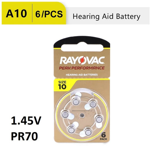 Rayovac Peak Performance 10 Size 10 PR70 (6pcs) p10 1.45v A10 Hearing Aid Battery Batteries Zinc Air