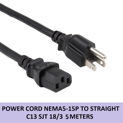 Power Cord NEMA 5 15P To C13 NEMA 5-15P 5m Replacement AC Power Cord Monitor Power Cable 5 meters