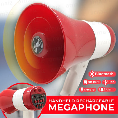 Handheld Rechargeable Megaphone Portable 20Watts Bluetooth, Talk ,Siren, Whistle, Voice Recording