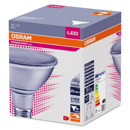 Osram PARATHOM DIM PAR38 120 15.2W/2700K E27 30D Warm White LED Lamp W Reflector Retrofit Screw Base