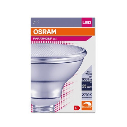 Osram PARATHOM DIM PAR30 75 10W/2700K E27 36D Warm White LED Lamp with Reflector Retrofit Screw Base