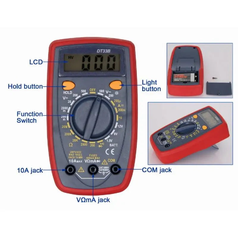 LQD Digital Multimeter DT33B with Backlight Multitester Multi-meter Multitesters Multimeters Samwa