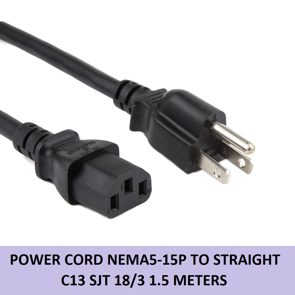Power Cord NEMA 5 15P To C13 NEMA 5-15P 1.5m Replacement AC Power Cord Monitor Power Cable 1.5meters