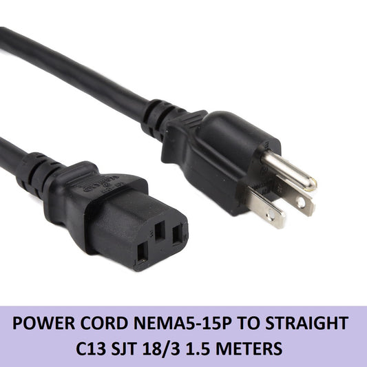 Power Cord NEMA 5 15P To C13 NEMA 5-15P 1.5m Replacement AC Power Cord Monitor Power Cable 1.5meters