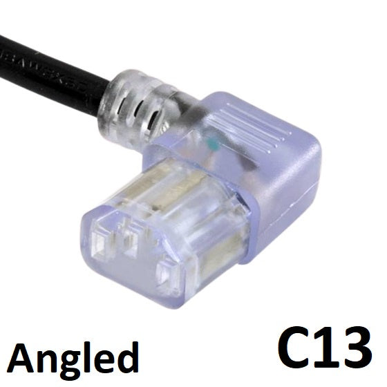Power Cord NEMA5-15P To Angled C13 18/3 5M Hospital Grade Transparent Plugs Black Cord 5 Meters