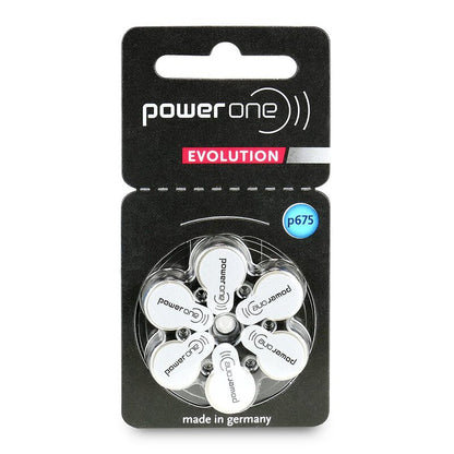 Power One Evolution Zinc Air Size 675 PR44 (6pcs) p675 1.45v A675 Hearing Aid Battery Batteries