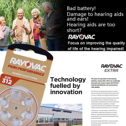 Rayovac Peak Performance Size 675 PR44 (6pcs) p675 1.45v A675 Hearing Aid Battery Batteries Zinc Air