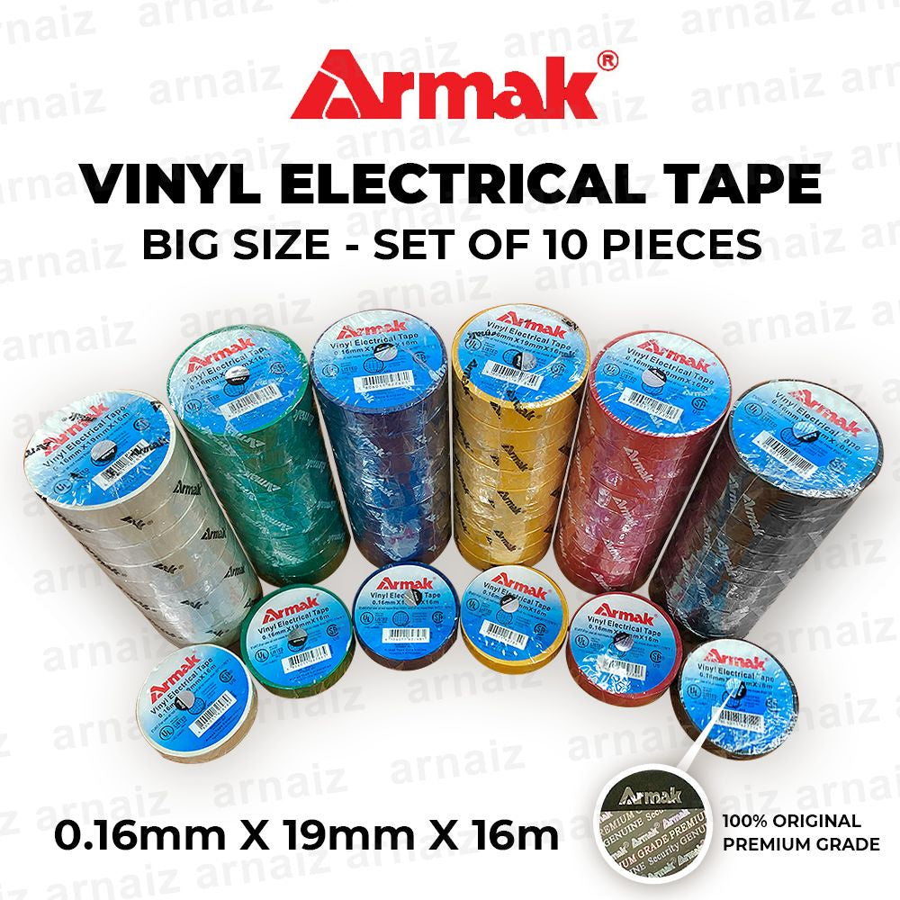 Armak Electrical Tape (10pcs) BIG Size 16m Vinyl Electrical Tape 0.16mm x 19mm x 16m Wholesale