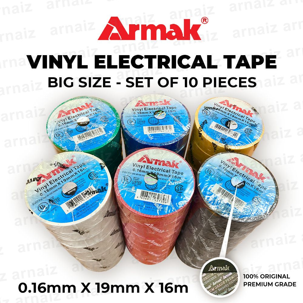 Armak Electrical Tape (10pcs) BIG Size 16m Vinyl Electrical Tape 0.16m ...