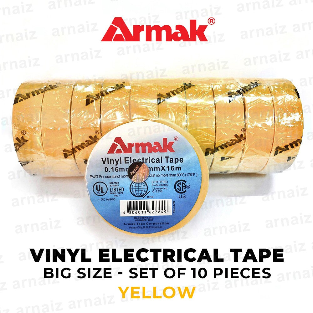 Armak Electrical Tape (10pcs) BIG Size 16m Vinyl Electrical Tape 0.16mm x 19mm x 16m Wholesale