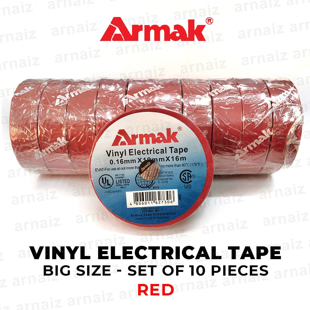 Armak Electrical Tape (10pcs) BIG Size 16m Vinyl Electrical Tape 0.16mm x 19mm x 16m Wholesale