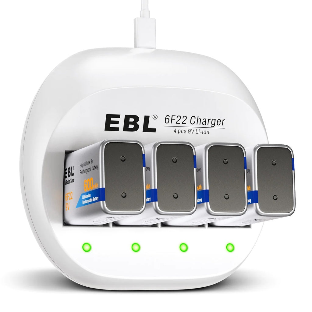 EBL LN-6414 4 Bay 9V 6F22 Smart Battery Charger For 9V Li-ion Ni-MH Ni-CD Rechargeable Batteries