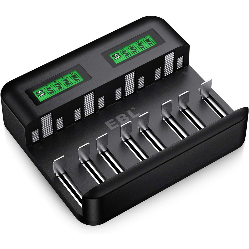 EBL TB-6431 8 Bay Universal Battery Charger With LCD Status Display For AA AAA C D Batteries 8 Slots