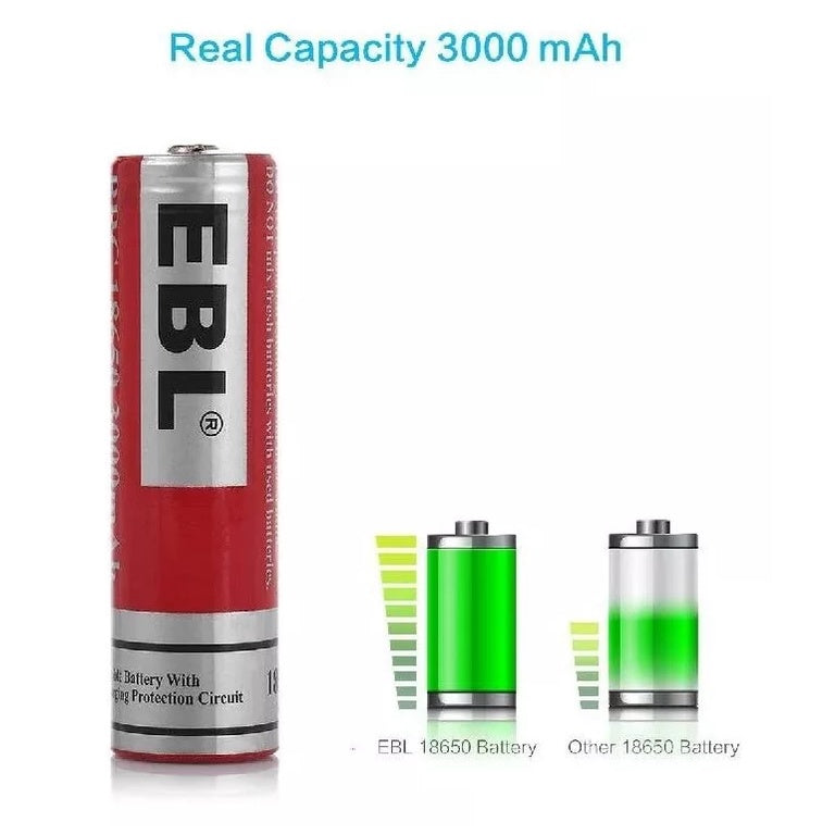 EBL LN-8131 3.7V 18650 (2pcs) 3000mAH Rechargeable Lithium Ion battery 3.7v with Storage Case