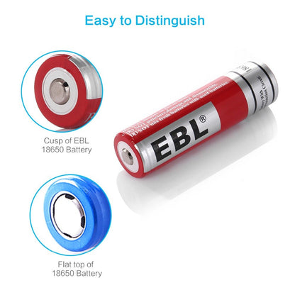 EBL LN-8131 3.7V 18650 (2pcs) 3000mAH Rechargeable Lithium Ion battery 3.7v with Storage Case