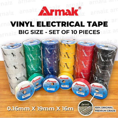 Armak Electrical Tape (10pcs) BIG Size 16m Vinyl Electrical Tape 0.16mm x 19mm x 16m Wholesale