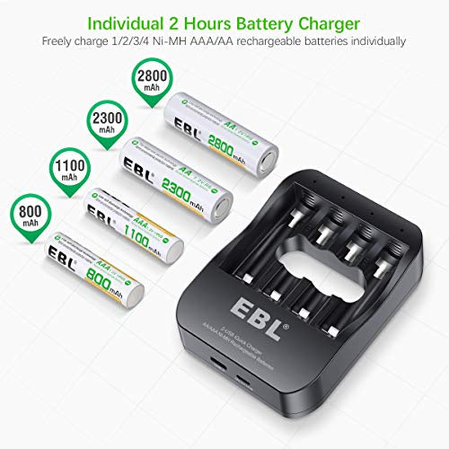 EBL LN-6201 4 Bay Quick Smart Battery Charger For AA AAA Ni-MH Ni-CD Batteries 4 Slots Fast Charging