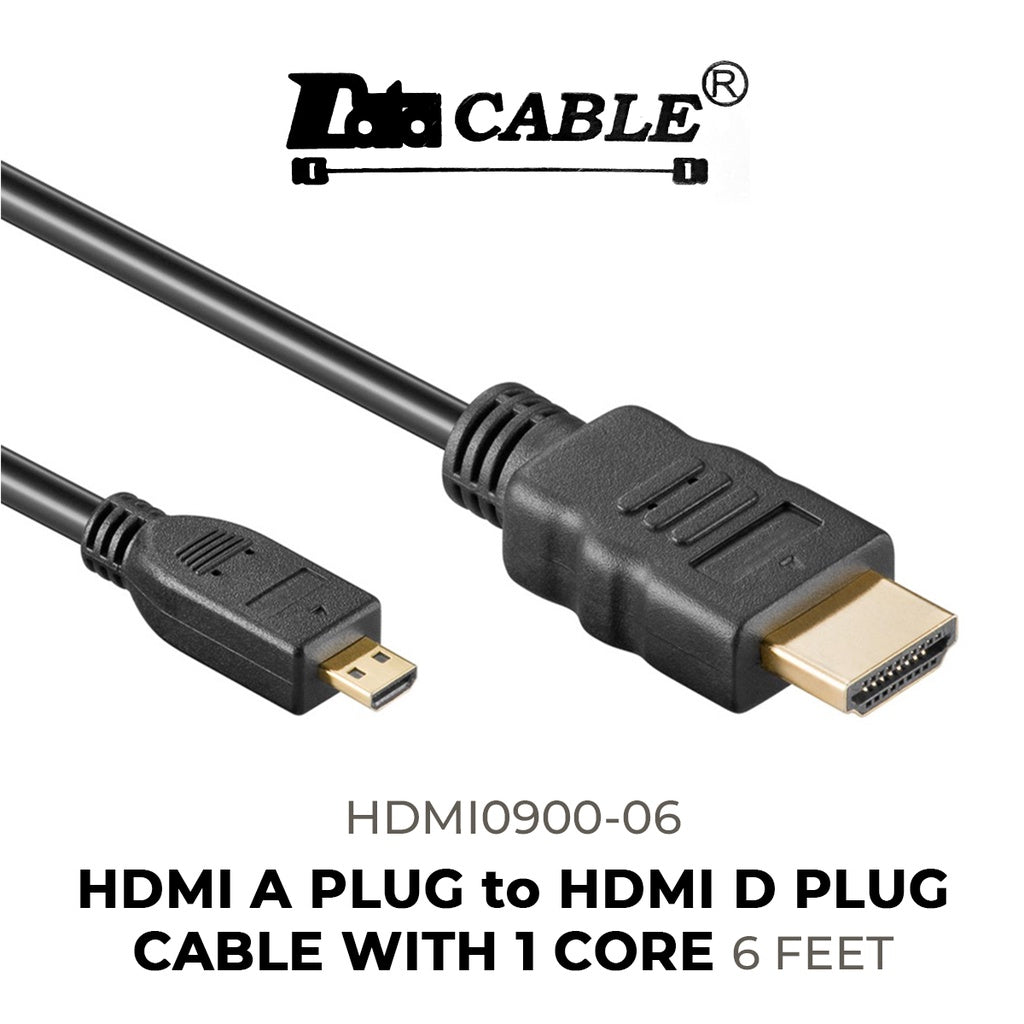 LQD HDMI (Type A) to HDMI Micro (Type D) Ethernet Network Cable 6 Feet HDMI/Micro M/M HDMI-900-0