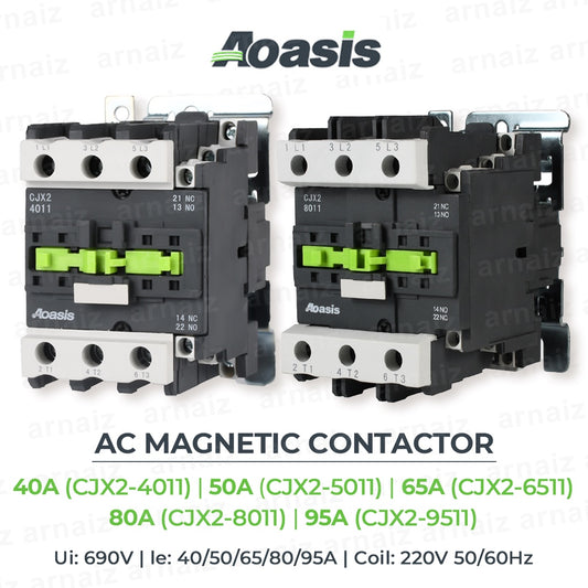 40A to 95A AC Magnetic Contactor CJX2 Contactors 4011 5011 6511 8011 9511 220V Aoasis Best Quality