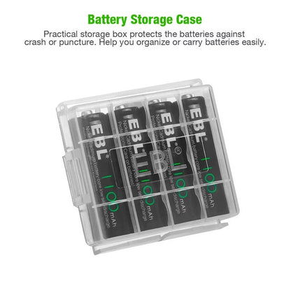 EBL LN-AA 1000 (4pcs) 1.2V AA Size 1100mAh Rechargeable Battery Ni-CD Batteries With Battery Case