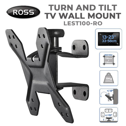 LQD Ross LEST100-RO Turn and Tilt TV Wall Mount 13-23" Inches LEST100 Swivel and Tilt Tool-free