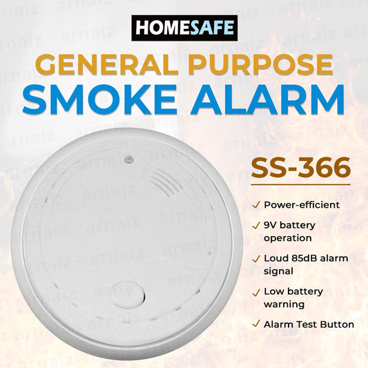 LQD HomeSafe SS-366 General Purpose Smoke Alarm 9V Garvan Heat Smoke Detector 9 Volts