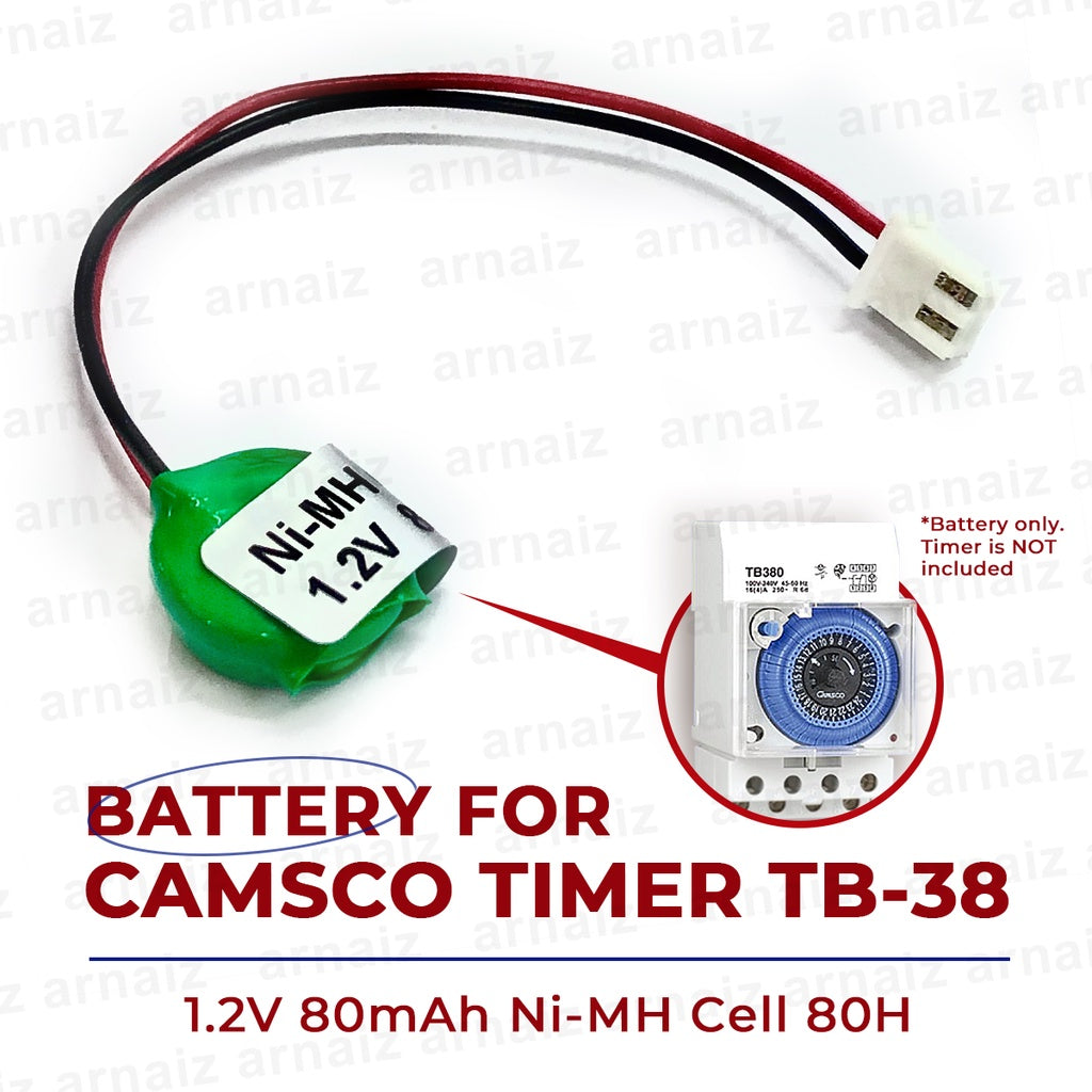 Battery For Camsco Timer TB-380 TB380 NiMh 1.2V 80mAh With Wire Connector 24 Hour Timer