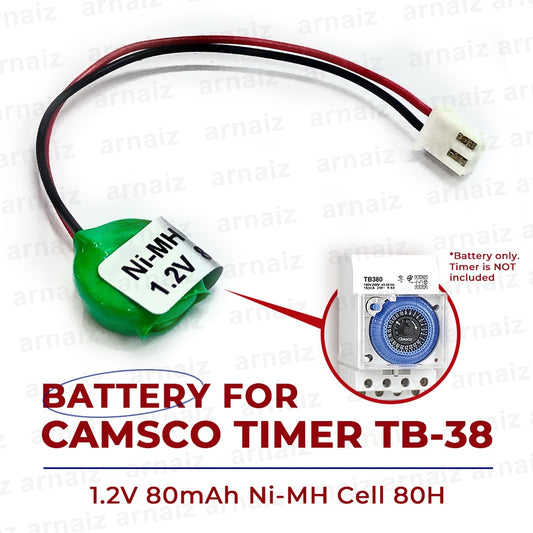 Battery For Camsco Timer TB-380 TB380 NiMh 1.2V 80mAh With Wire Connector 24 Hour Timer