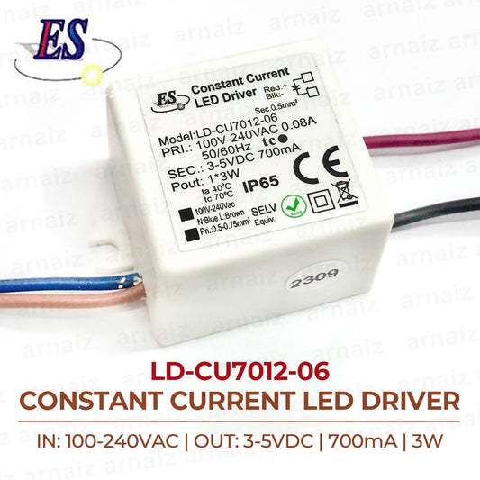 LD-CU7012-06 Constant Current LED Driver IN:100-240VAC OUT:3-5VDC, 700MA 3W LDCU701206 3 Watts