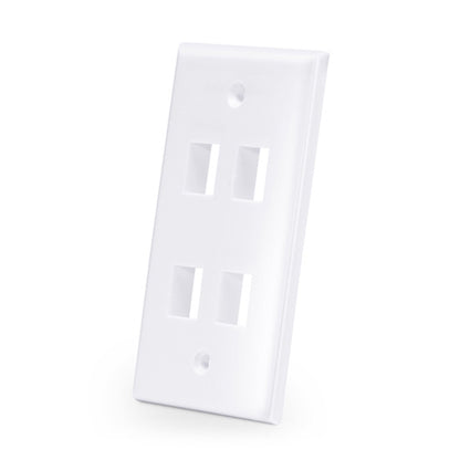 Faceplate 4 Port IO Keystone Face Plate 4 Port ABS Wall Plate For Rj45 White Information Outlet