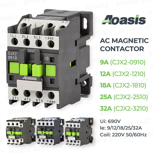 9A to 32A AC Magnetic Contactor CJX2 Contactors 0910 1210 1810 2510 3210 220V Aoasis Best Quality