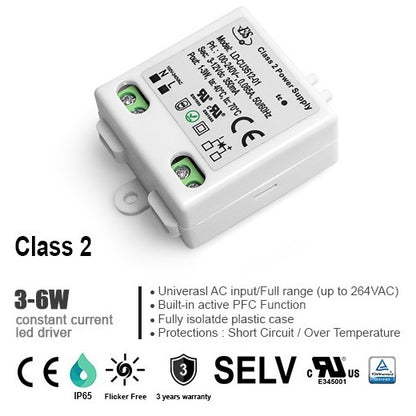 LD-CU7012-01 Constant Current LED Driver 6W 700mA ES Luminux CE UL CUL AC-DC 700ma 3-12v Class 2