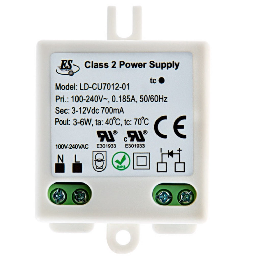 LD-CU7012-01 Constant Current LED Driver 6W 700mA ES Luminux CE UL CUL AC-DC 700ma 3-12v Class 2