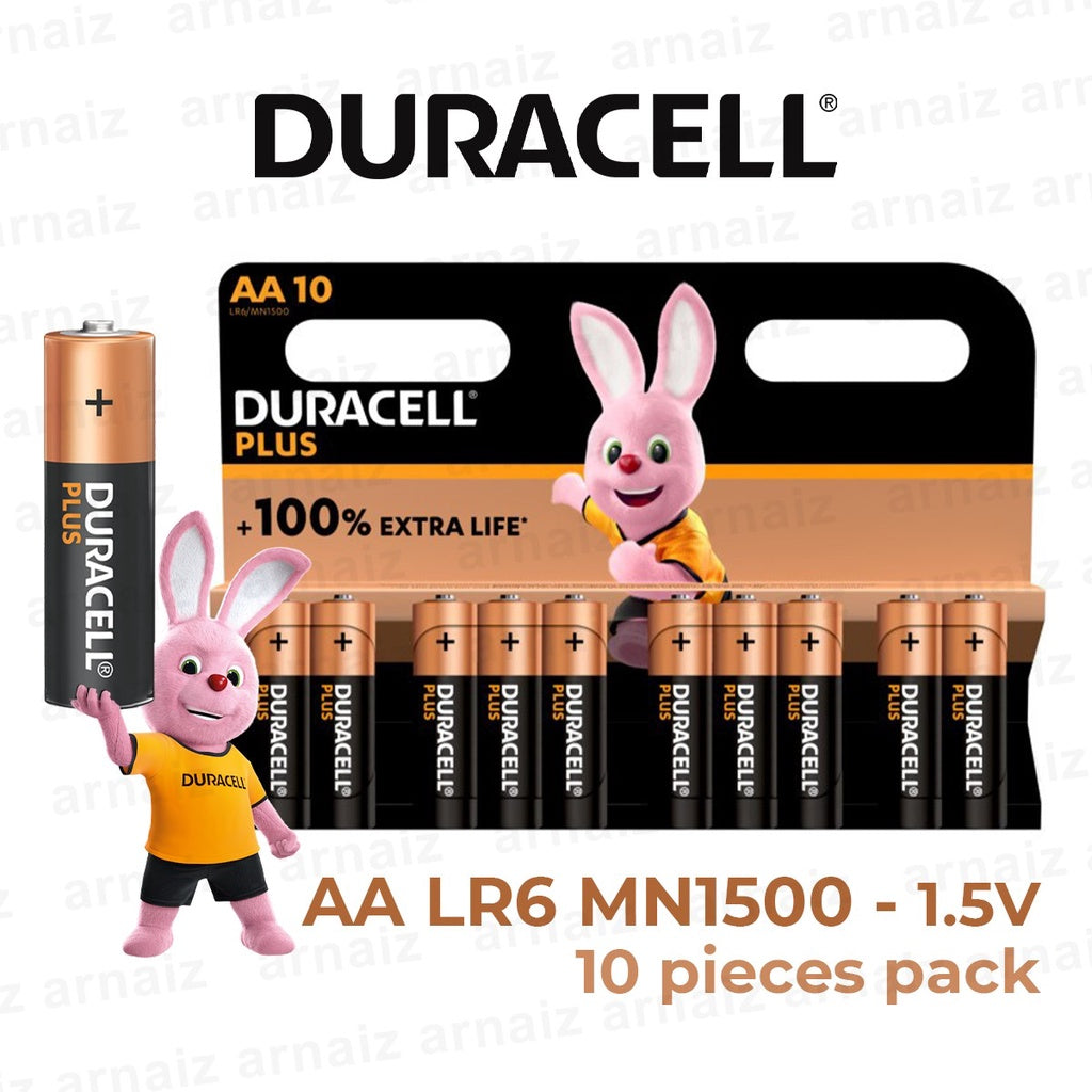 Duracell AA Plus (10pcs) Alkaline Battery MN1500 1.5V LR6 Batteries 10 pieces per Pack BL10