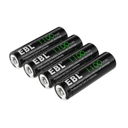 EBL LN-AA 1000 (4pcs) 1.2V AA Size 1100mAh Rechargeable Battery Ni-CD Batteries With Battery Case