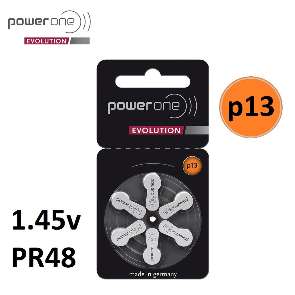 Power One Evolution Zinc Air Size 13 PR48 (6pcs) p13 1.45v A13 Hearing Aid Battery Batteries