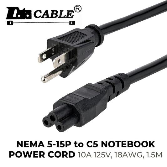 LQD Power Cord NEMA 5 15P To C5 Straight 1.5M 10A 125V 18 AWG NEMA 5-15P Notebook Cable 1.5 meters