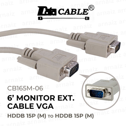 LQD Monitor Extension Cable HD15P M/M Male to Male 6 Feet VGA Cord 15 Pins Computers PC TV Projector