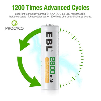 EBL AA Size AA (1pc) 2800mAh Rechargeable Battery HR6 Rechargeable Batteries Loose Pack