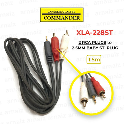 LQD XLA-228ST 2 RCA Plugs to 2.5mm Baby Stereo Plug Digital Audio Cable 1.5 meters CD MP3 Power Amp