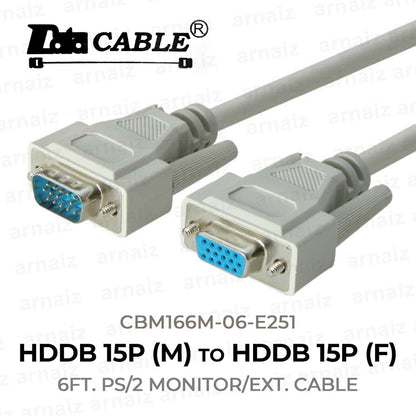 LQD Monitor Extension Cable HDDB15P M/F Male to Female 6 Feet VGA Cord CB166M-06 for PC TV Projector