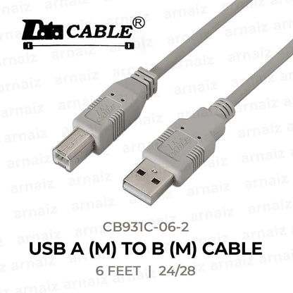 LQD USB A to B Cable M/M Male to Male 6 Feet 24/28 for Computers PC Laptop Printer Keyboard Mouse