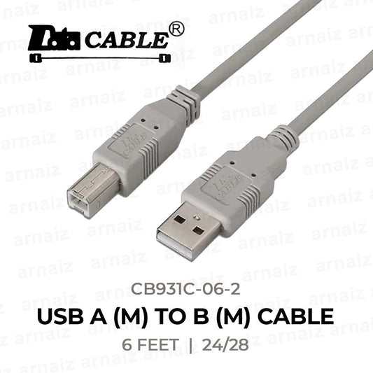 LQD USB A to B Cable M/M Male to Male 6 Feet 24/28 for Computers PC Laptop Printer Keyboard Mouse