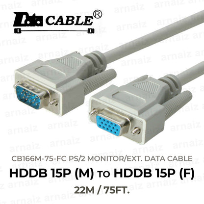 LQD Monitor Extension Cable HDDB15P M/F Male to Female 22 Meters VGA for PC TV Projector 75ft. 22M