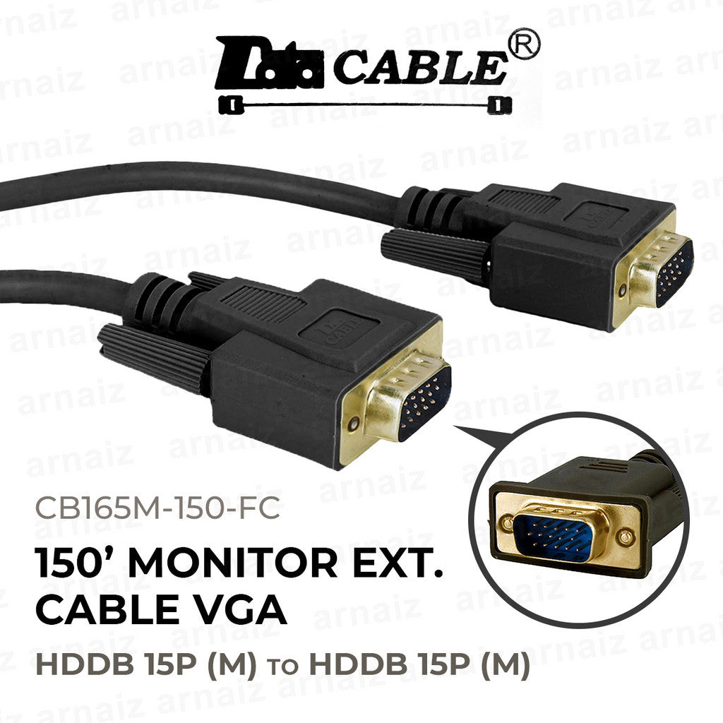 LQD Monitor Extension Cable HDDB-15P M/M Male to Male 150 Feet VGA for PC TV Projector 150'